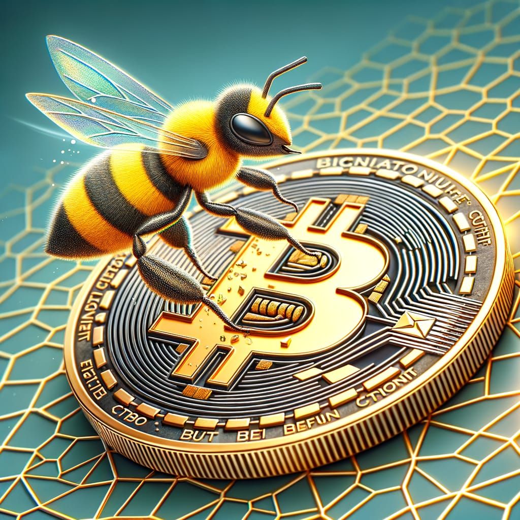 Honey Bee Emerges from Metallic DEWU Crypto Coin