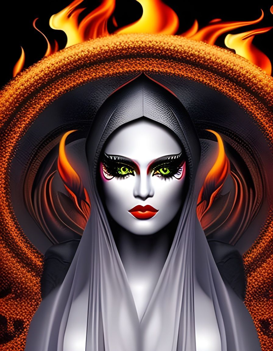 Surrealistic Horror She-Demon in Hellish Cave