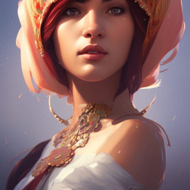 Stunning Portrait of Turkish Sultana, Art Nouveau Style