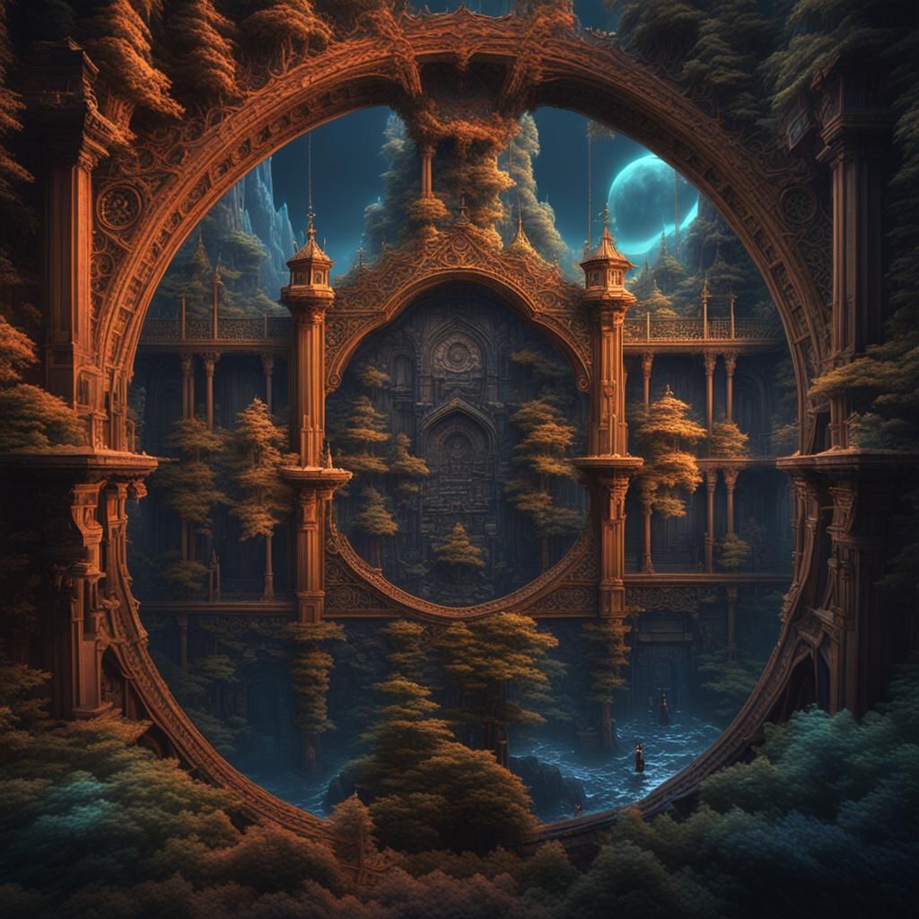 Symmetrical Fantasy Concept Art in Deep Color