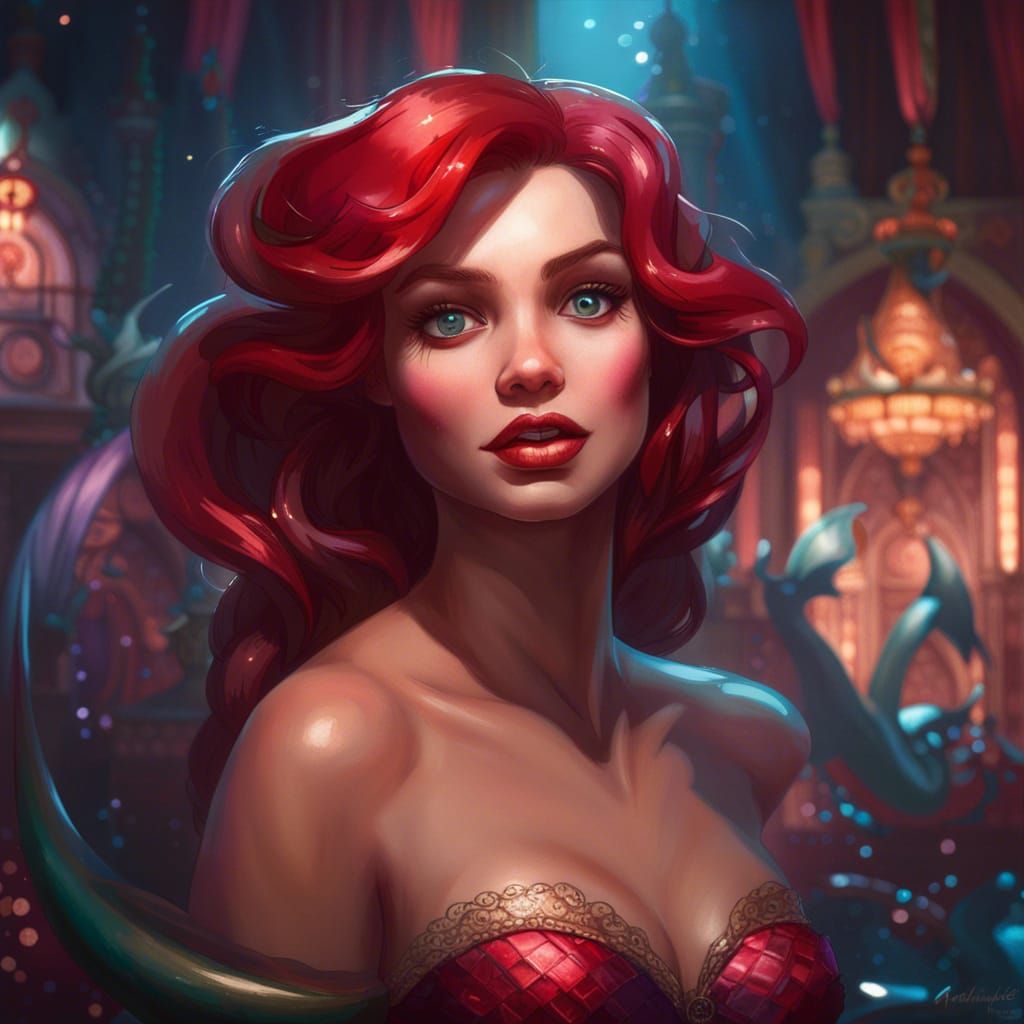 Little Mermaid on Moulin Rouge Stage, Art Nouveau