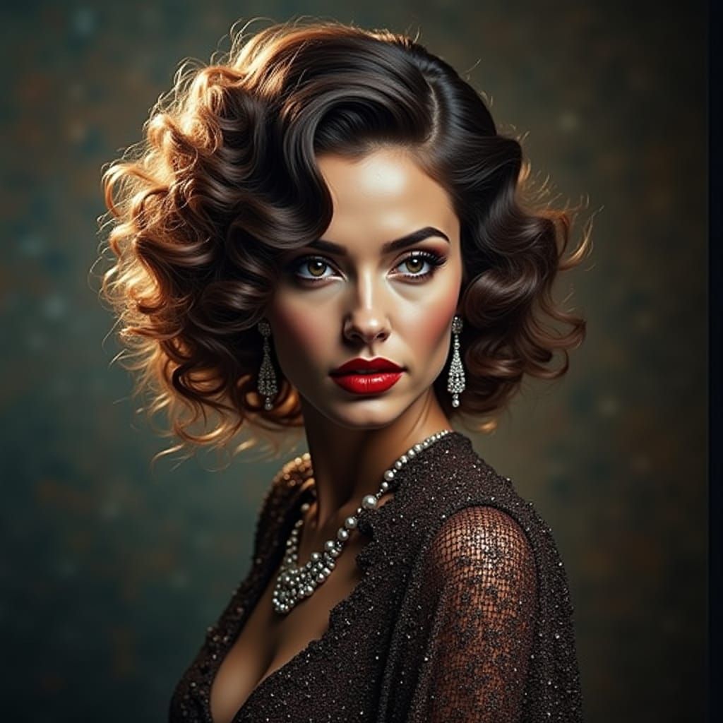 Glamorous Dancer in Haute Couture with Jeweled Hair