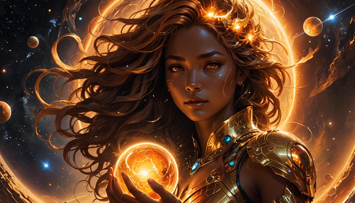 Radiant Goddess of Cosmic Light in Digital Art