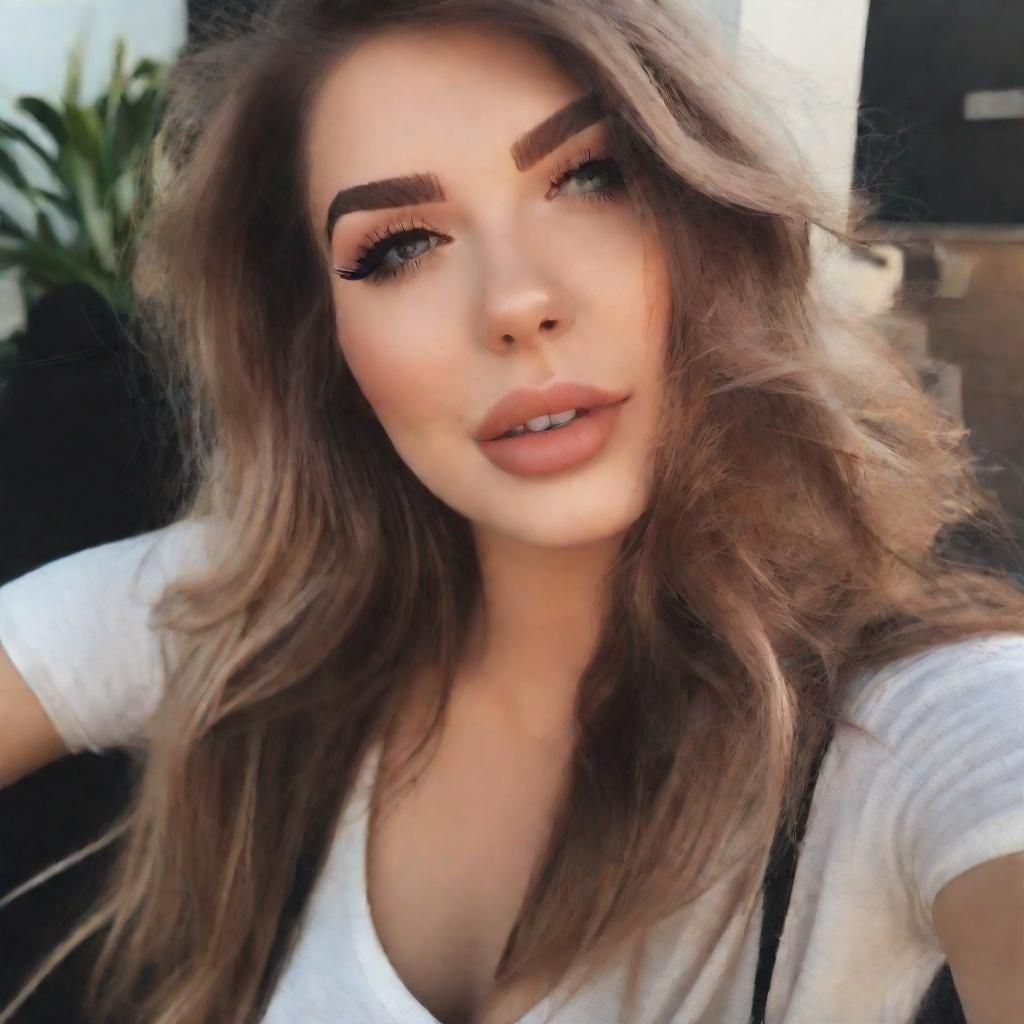 Woman Winking Suggestively in Digital Art