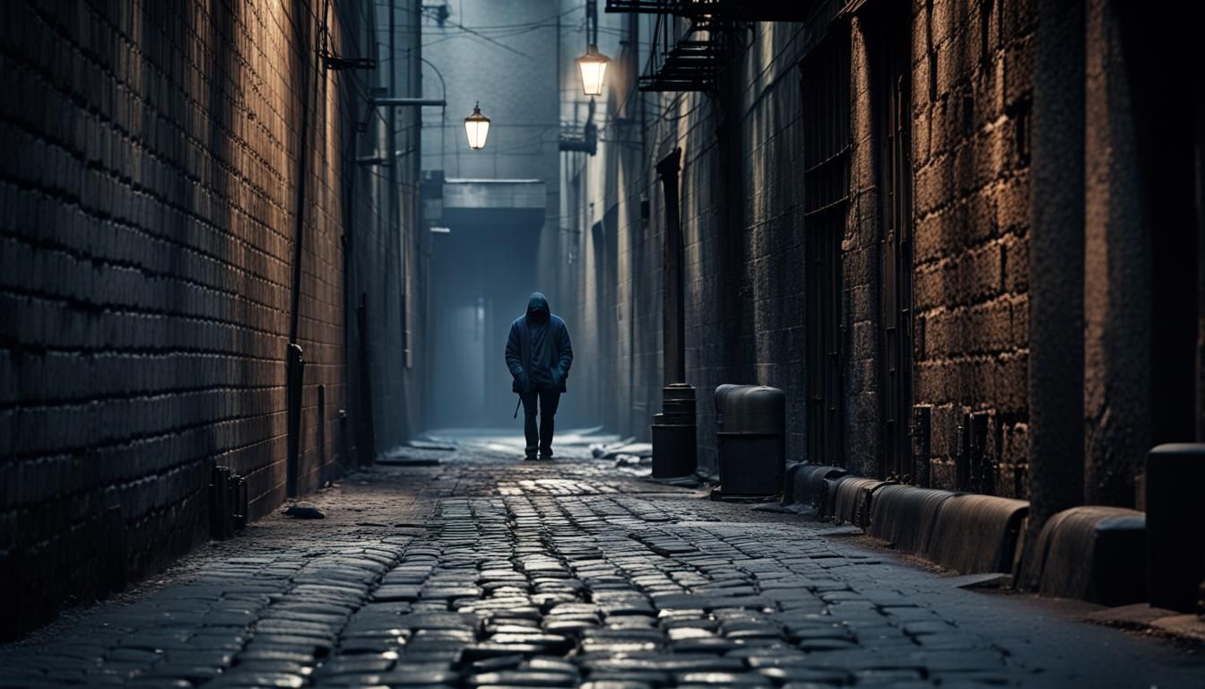 Surreptitious Figure Confronts Darkness in Moody Hyper Reali...