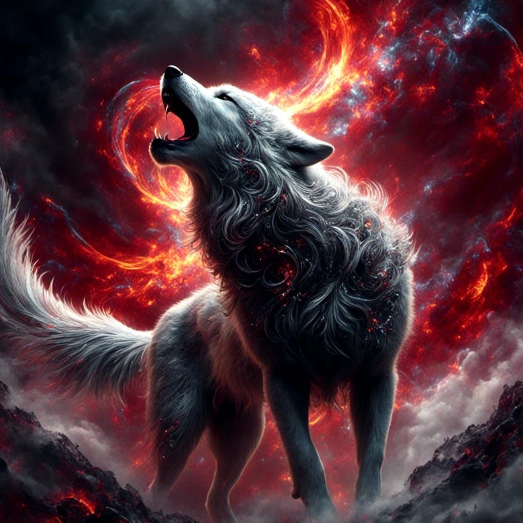 Wolves Morphing Under the Moon in Dynamic Art