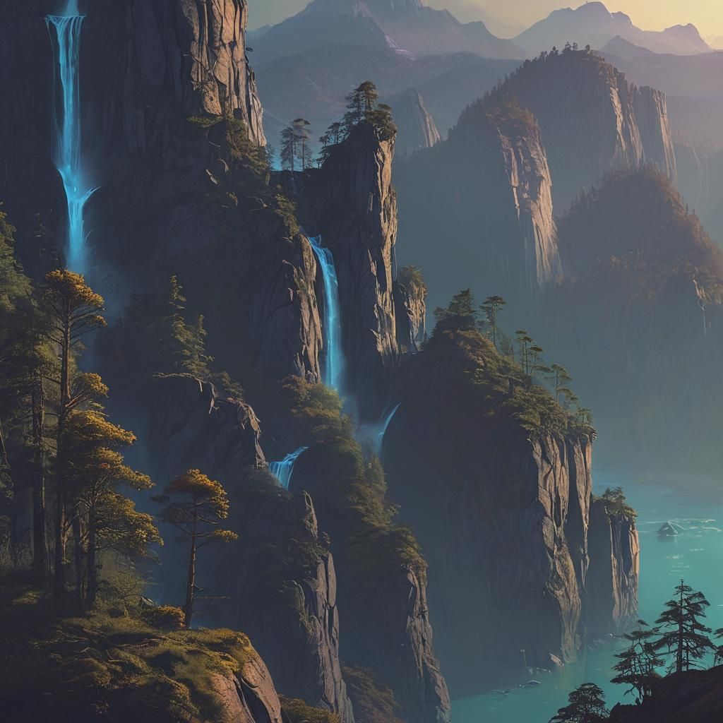 Epic Fantasy Landscape with Mystical Forests