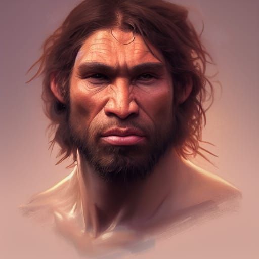 Detailed Portrait of a Neanderthal Man