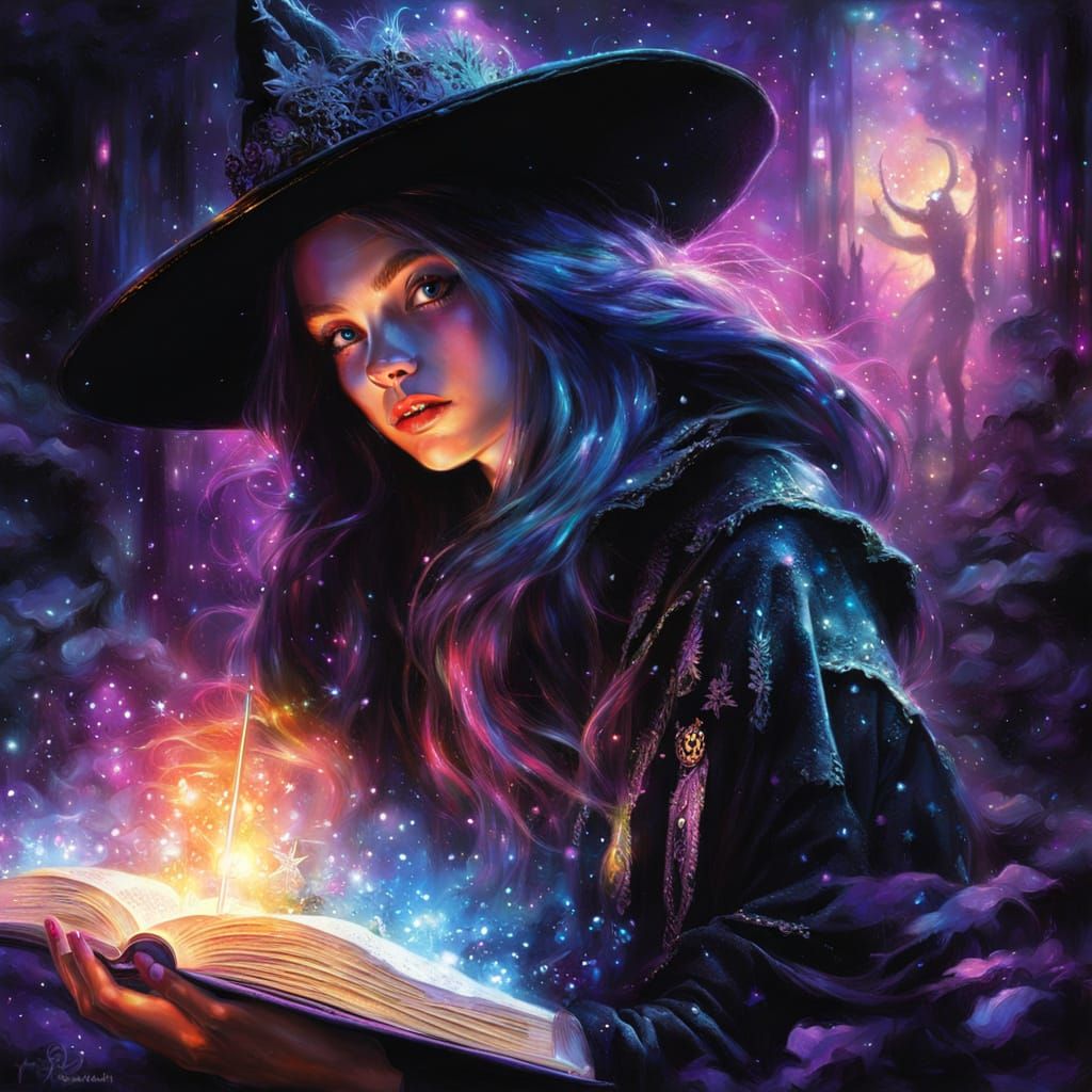 Enchanted Witch in Neon Glow