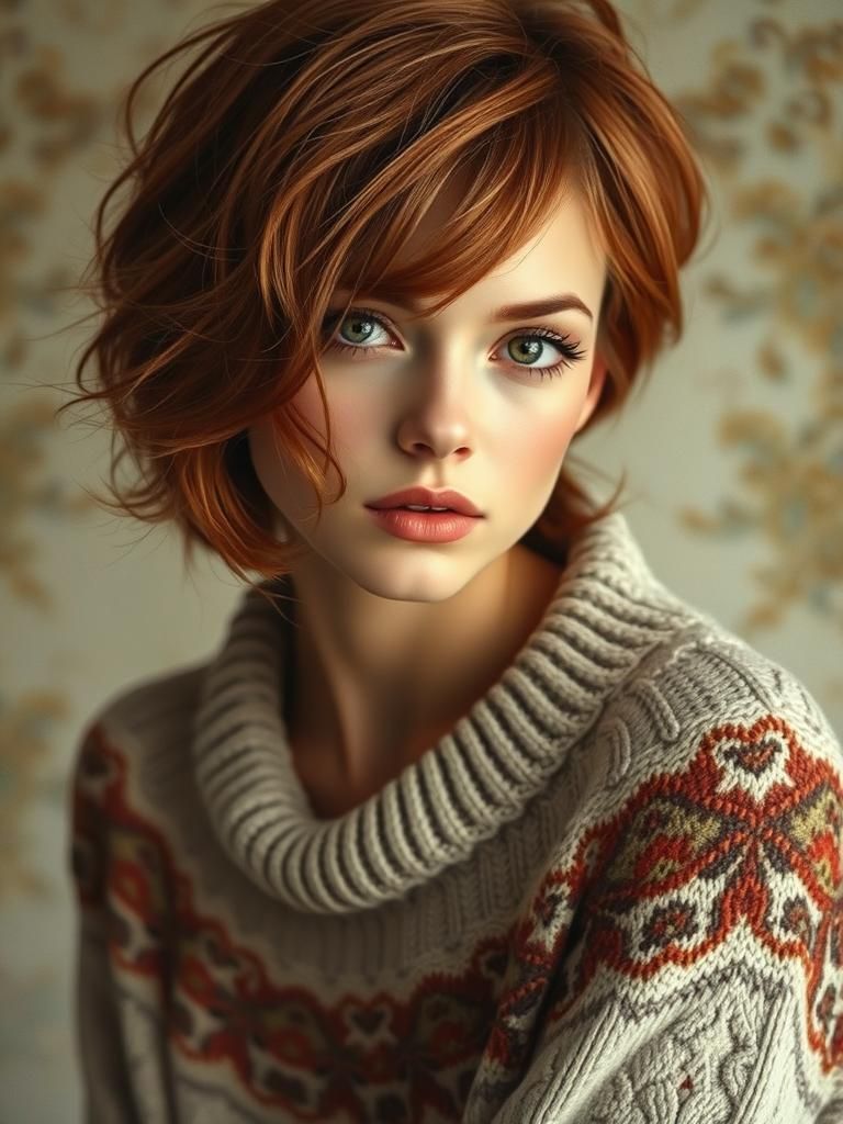 Auburn Beauty in Art Nouveau Style