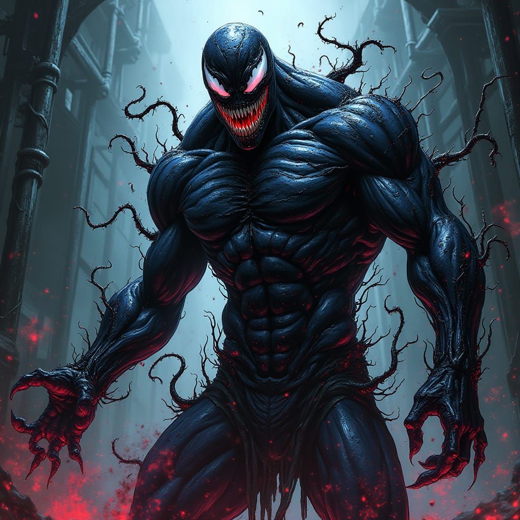 Dark, Twisted Figure Emerges from Shadows in Gritty, Neon-Li...