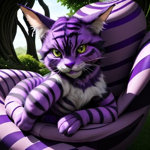 Cheshire Cat sits regally, or perhaps more accurately, misch...