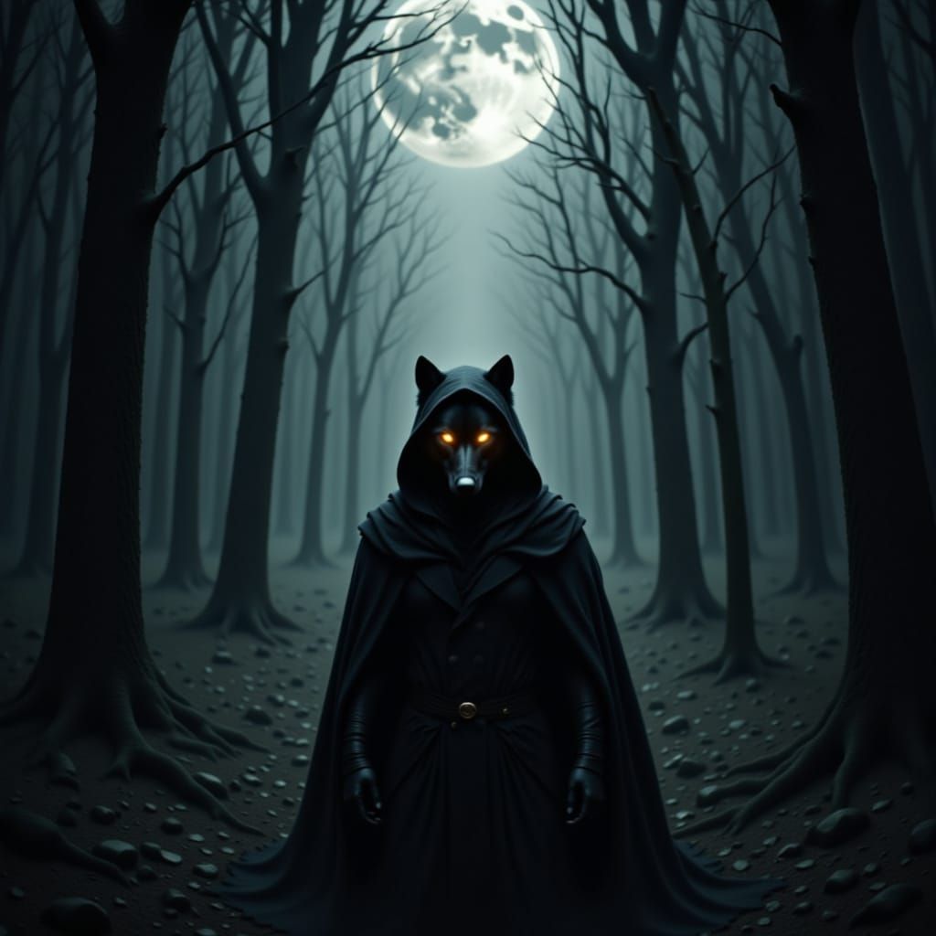 Ethereal Wolf in Moonlit Forest