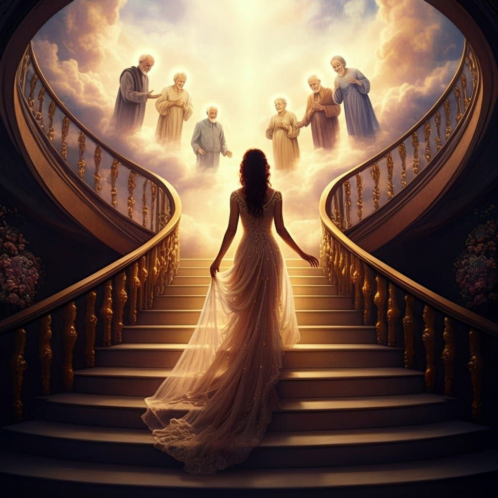 Ethereal Ascent: Woman's Journey to Heaven
