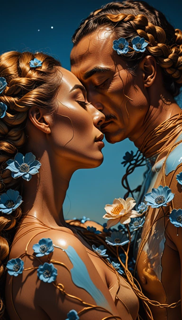 Surreal Embrace: Sensual Bodies in Golden Light