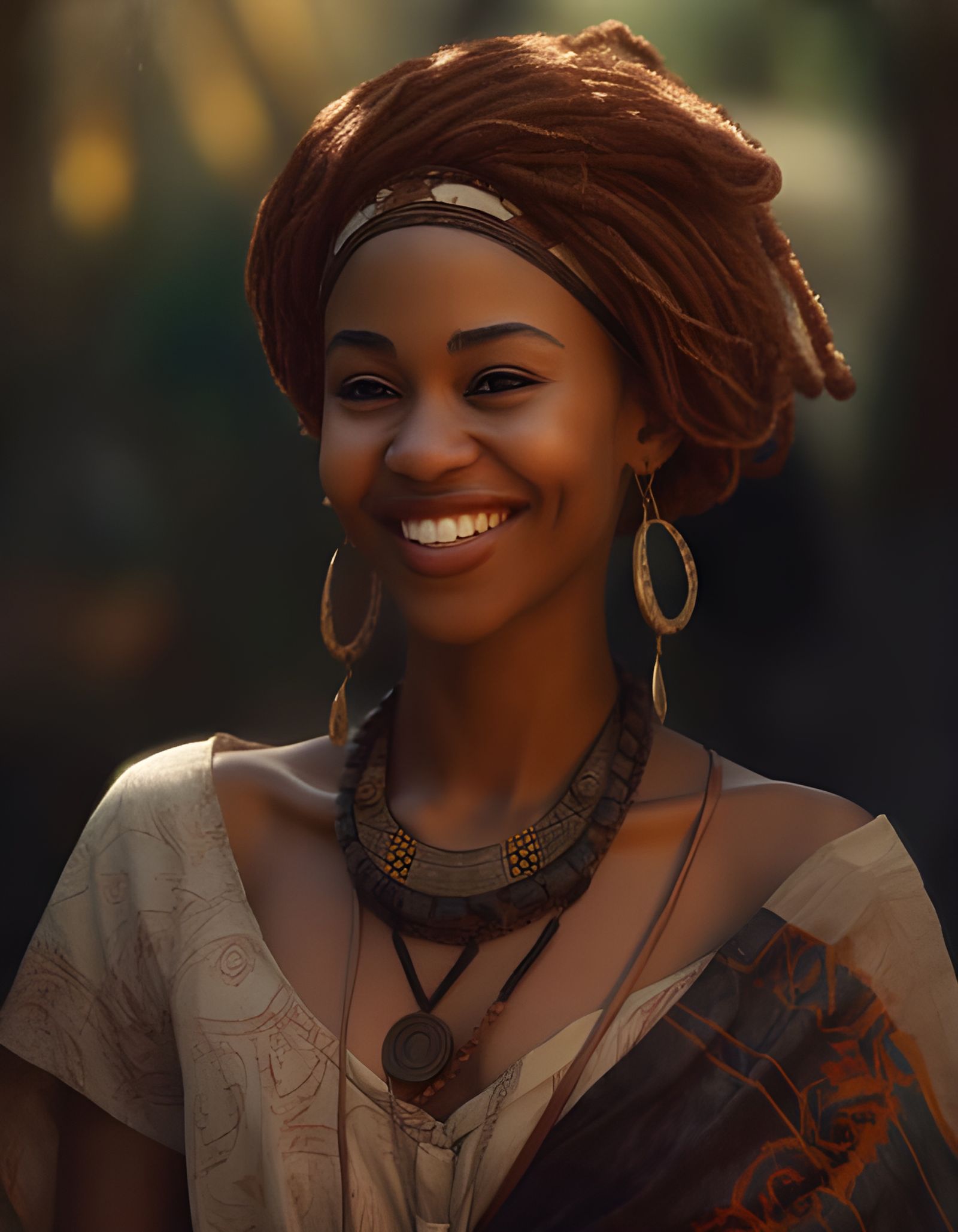 Radiant African Woman Portrait in Hyperdetailed Style
