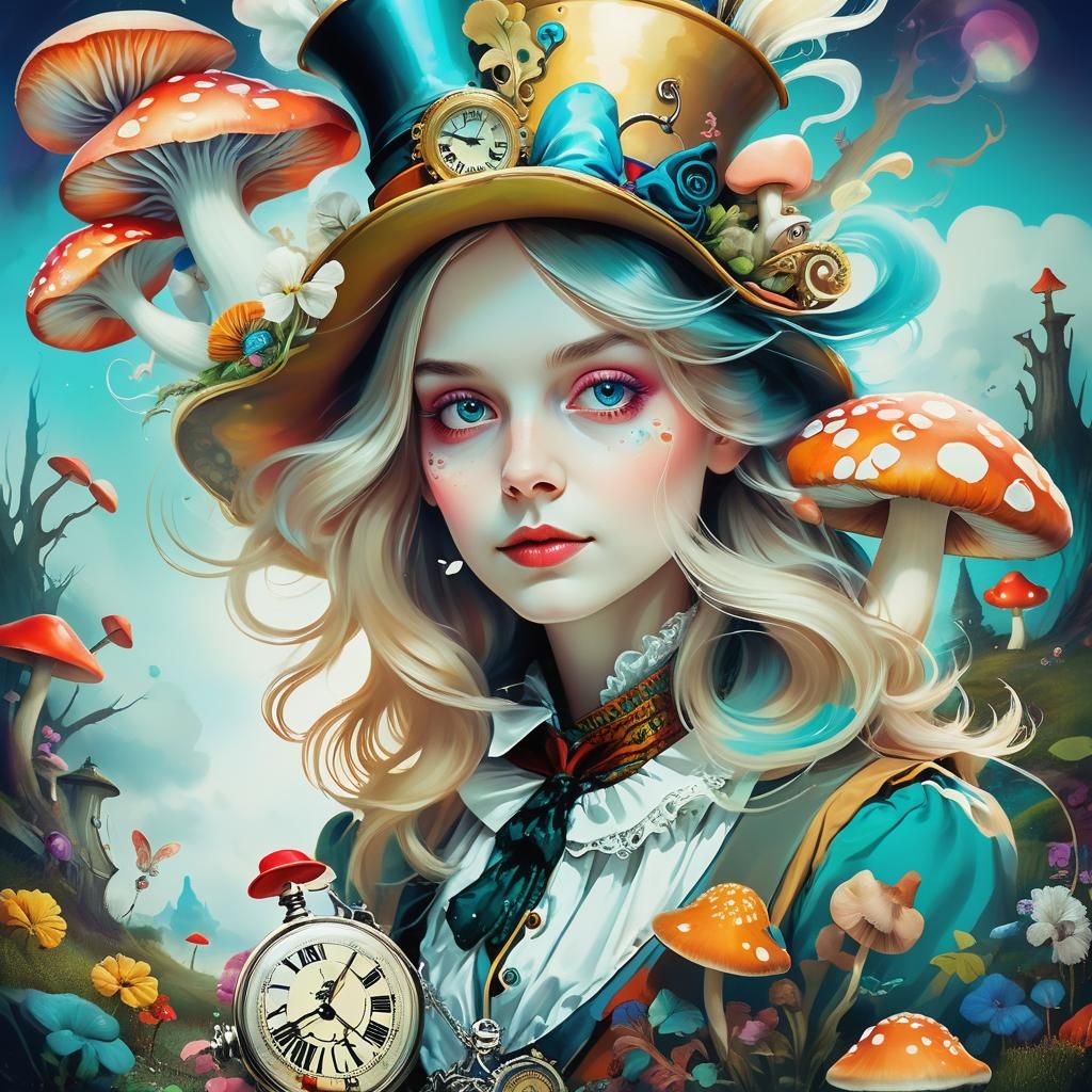 Alice in Wonderland Double Exposure Portrait