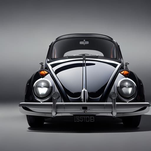 Black 1953 Volkswagen Beetle in Quito, 3D Render
