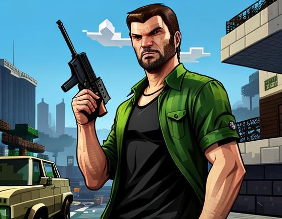 GTA Meets Minecraft Posterized