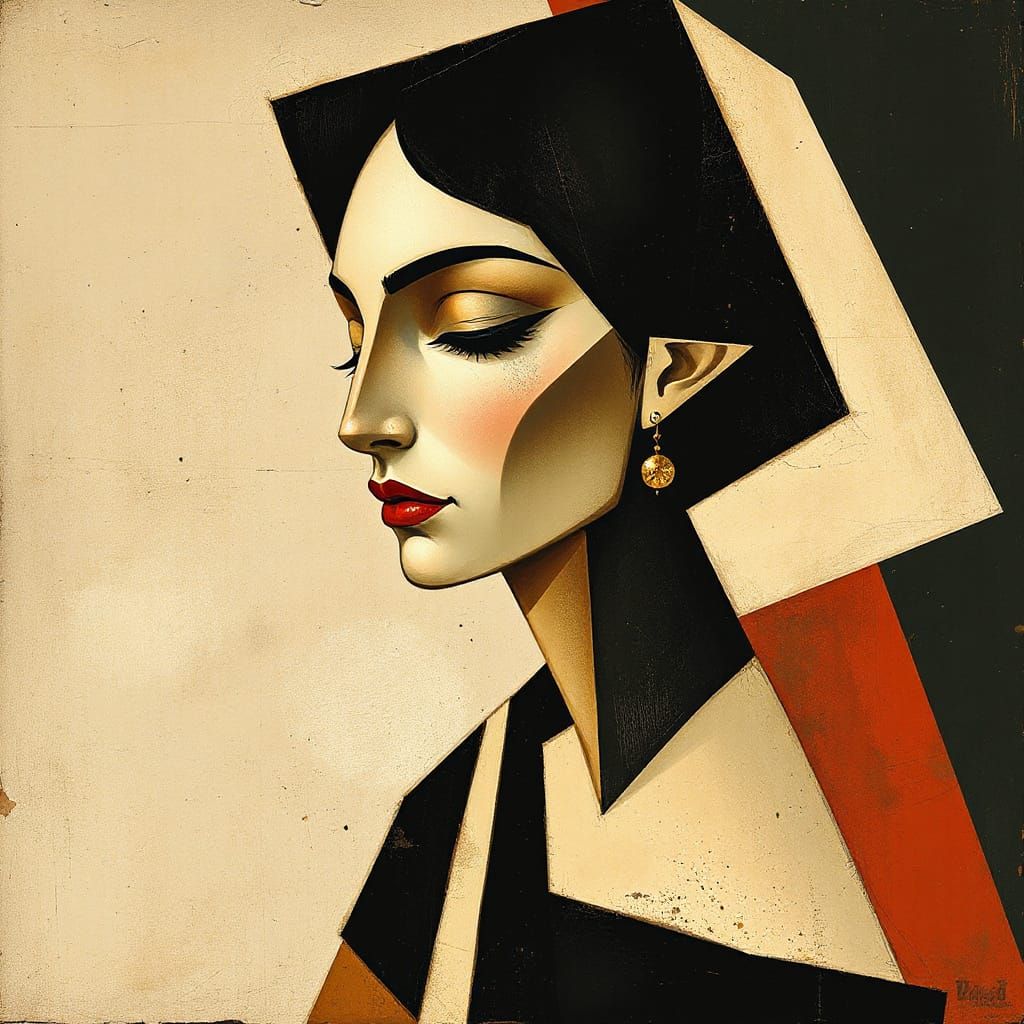Abstract Woman in Cubist Style