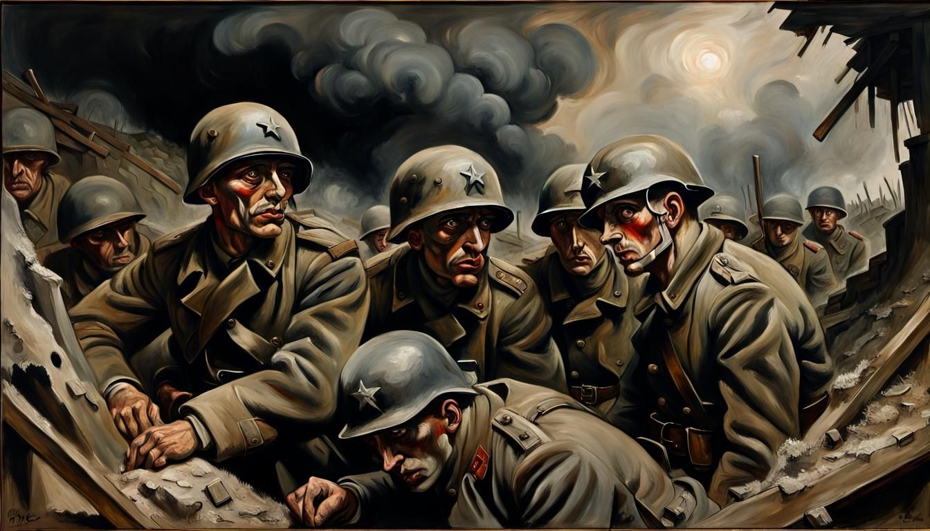 Imagine a gritty, realistic scene painted in the stark, unfl...