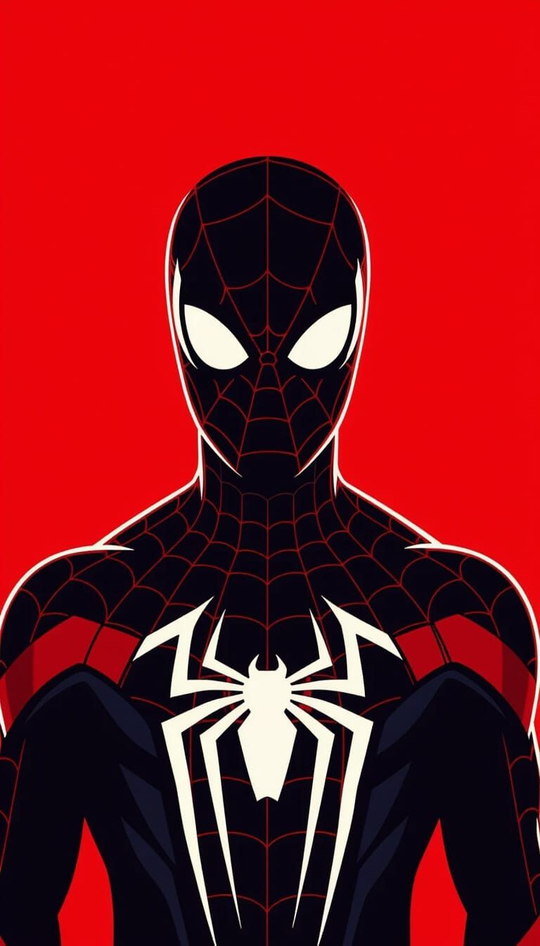 High-Contrast Spiderman Silhouette in Graphic Novel Style