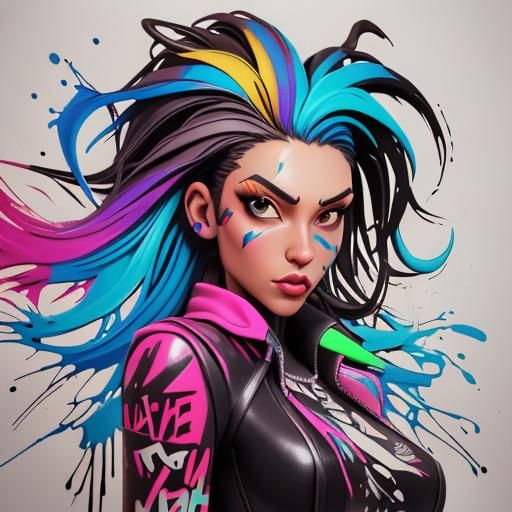 Katerina Law Graffiti Art in Polychromatic Splash Style