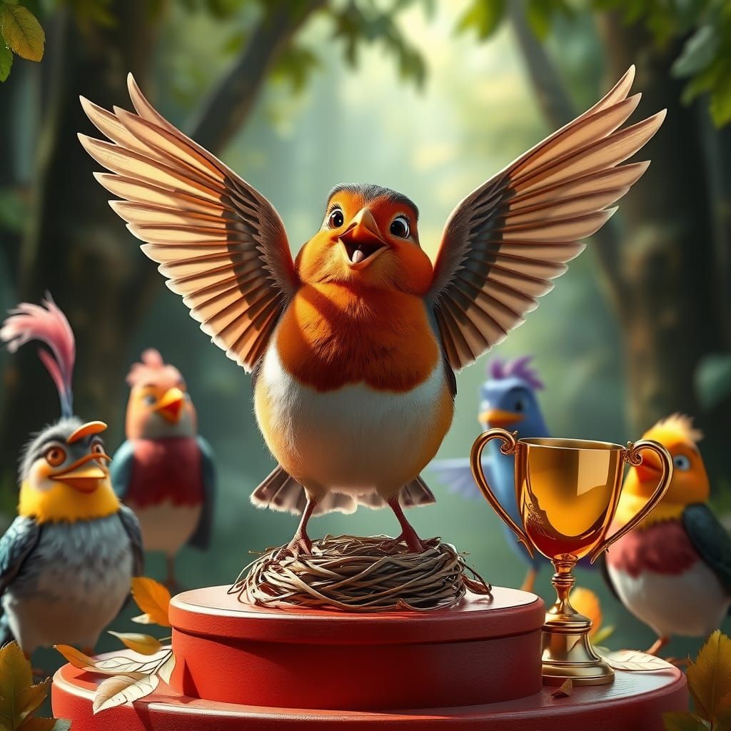 Robin's Victory: Pixar-Style Nest Building Champion