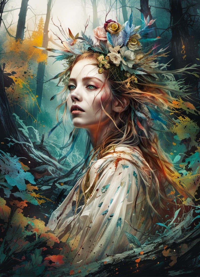 Intricate Forest Digital Illustration in Splash Art Style