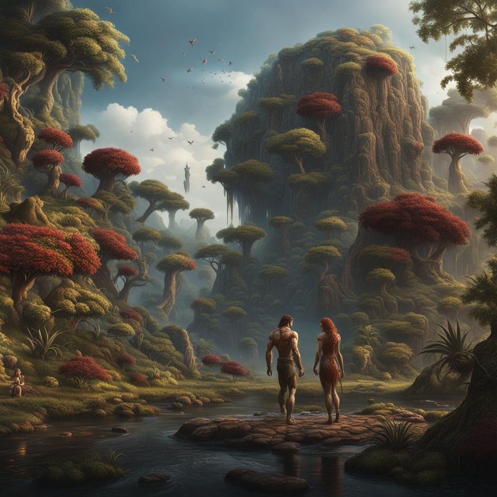 Adam and Eve: Detailed Fantasy Concept Art