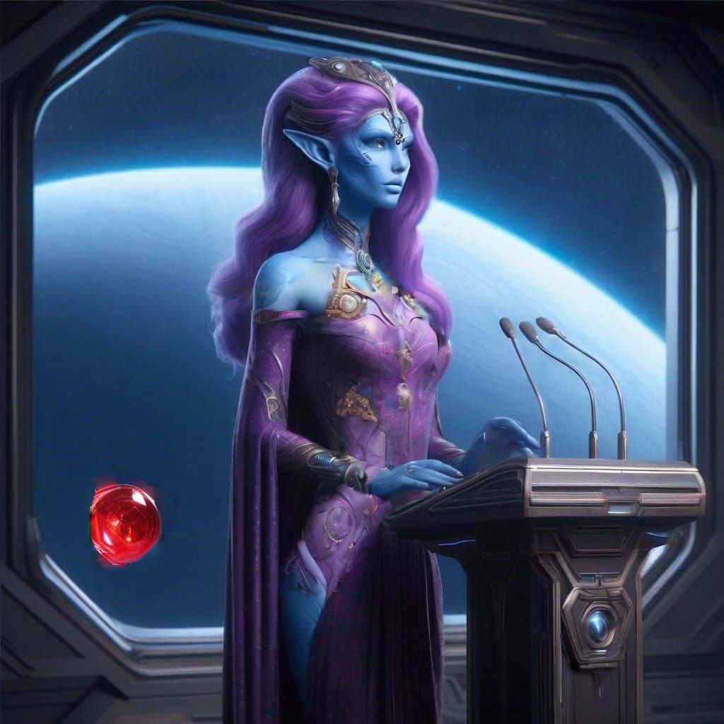 Alien Princess Addresses Interstellar Conference in Whelan S...