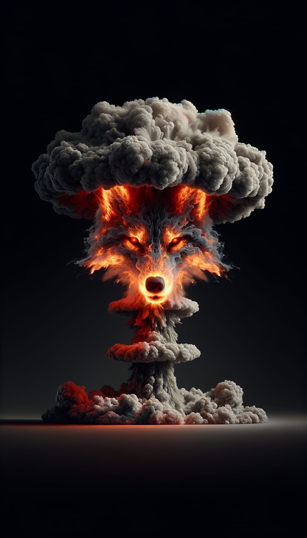 Fiery Smoke Coyote Appears in Mushroom Cloud