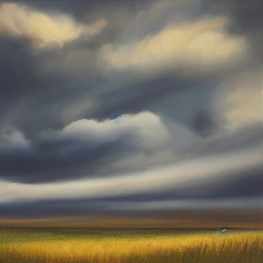 Dramatic Stormy Landscape in Oil Painting Style