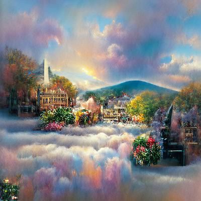 A beautiful lady stood on a hill in the distance looking dow...
