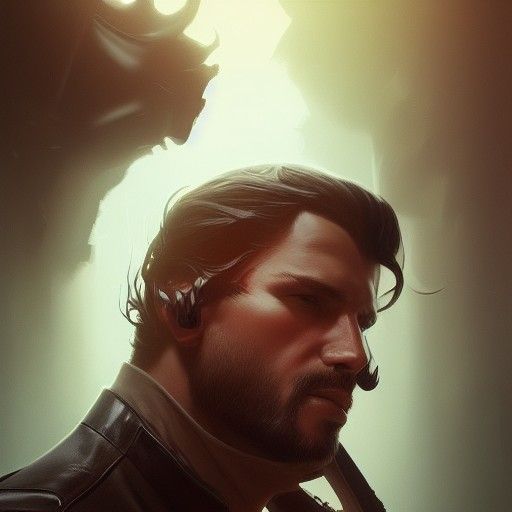 Hyperdetailed Portrait of Leather Daddy in Splash Art Style