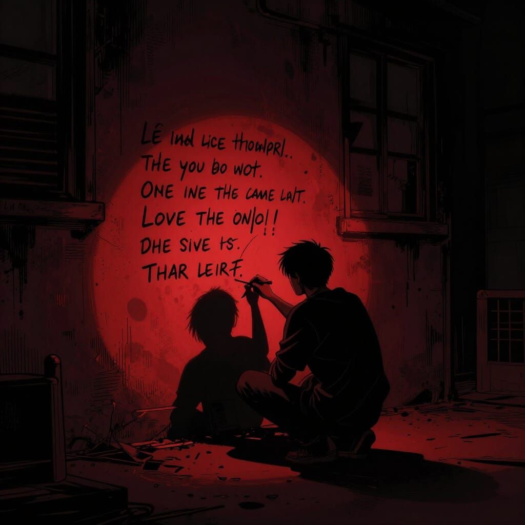Urban Artist Scrawls Lyrics in Neo-Noir Style