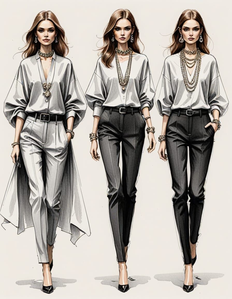 Modern Fashion Illustrations in Sketch Form