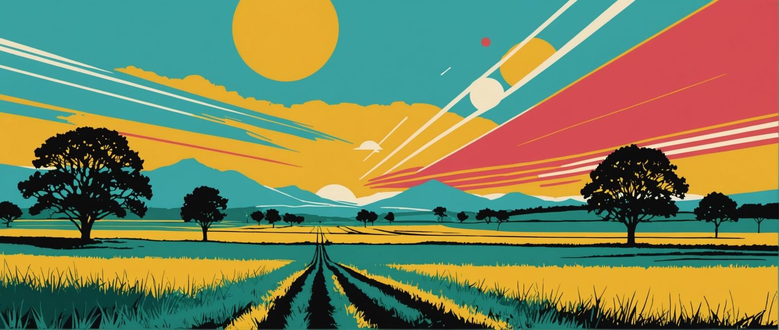 Prairie Landscape in Pop Art Style