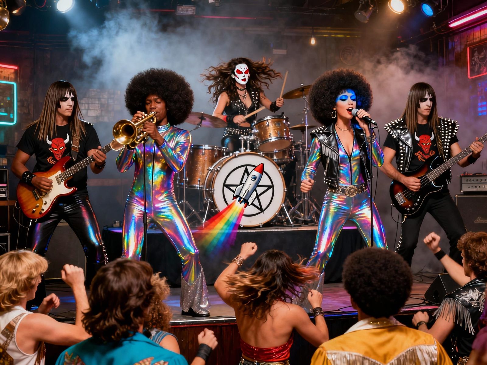 Funk Rock Band Performs on Smokey Dive Bar Stage