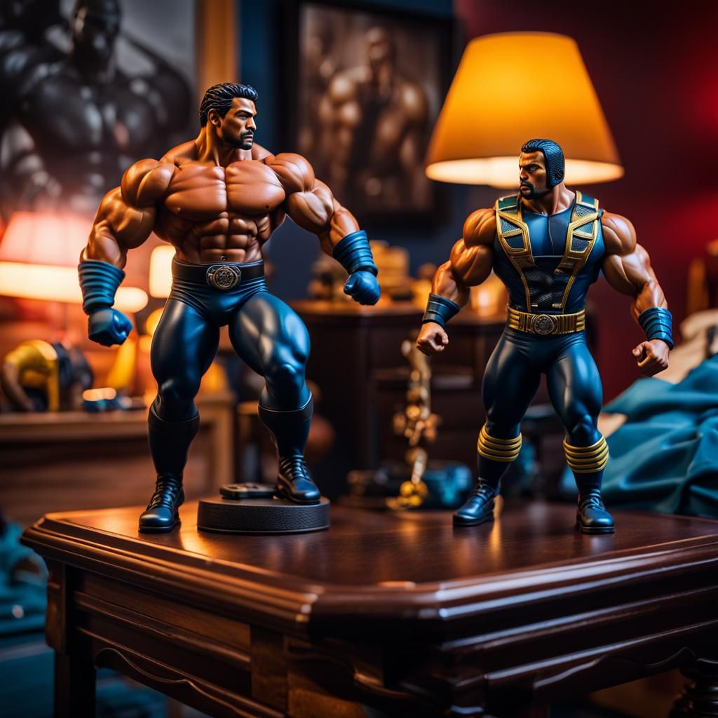 Wrestler Action Figures, Detailed Matte Painting