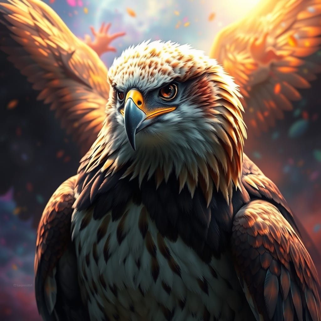 Majestic Eagle in Vibrant, Fantastical Realm
