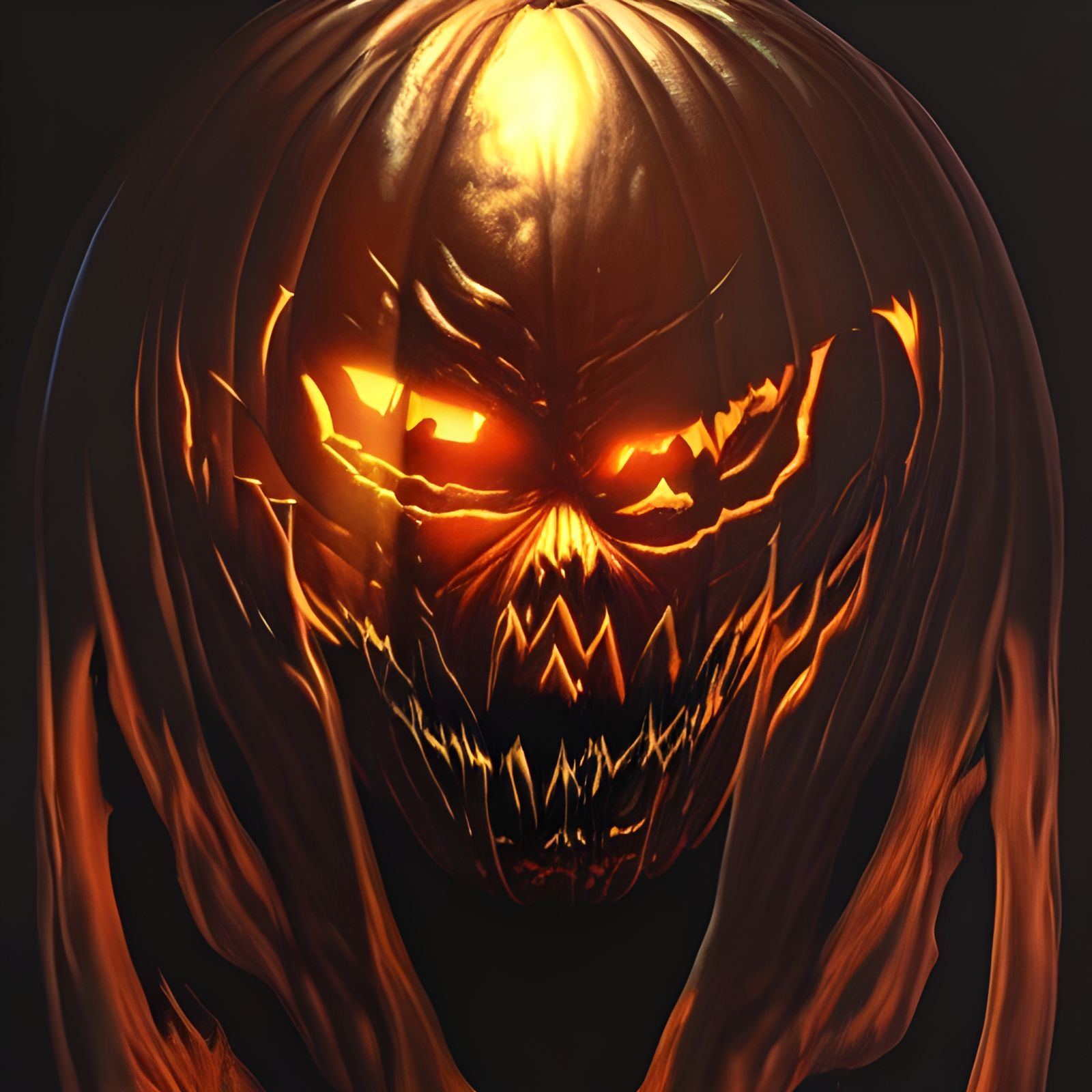 Creepy Halloween Jack-o'-Lantern in Sinister Zombiecore Styl...