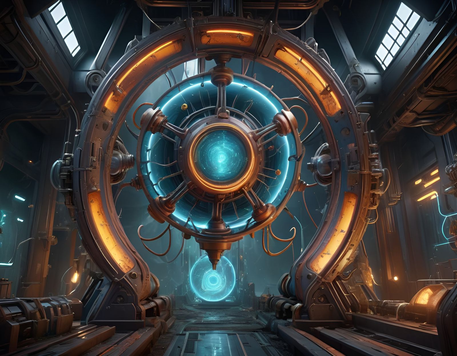 Detailed Matte Painting of Atomic Particles