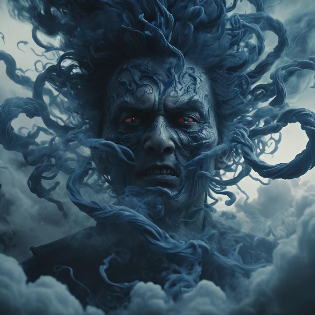 Ryomen Sukuna Amidst Cursed Energy Clouds