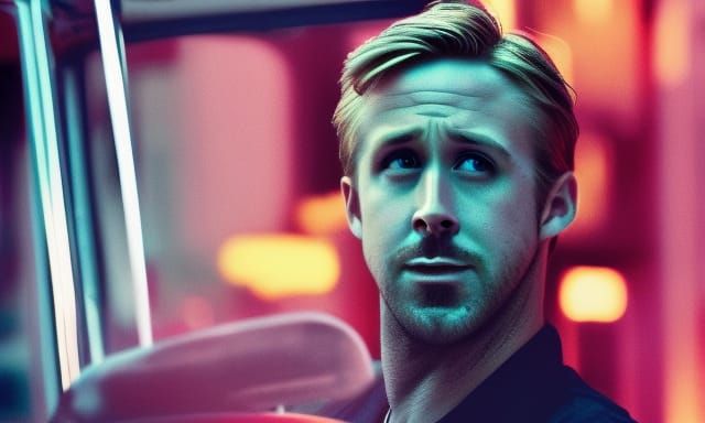 Neo Noir Car Scene in Retro Thriller Style