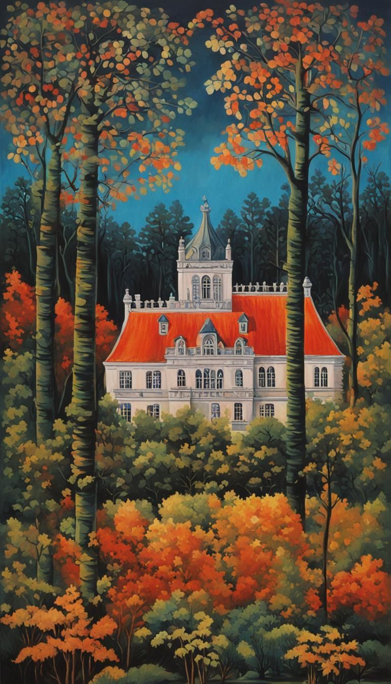 Amazonian Castle in Colorful Ink Splashes