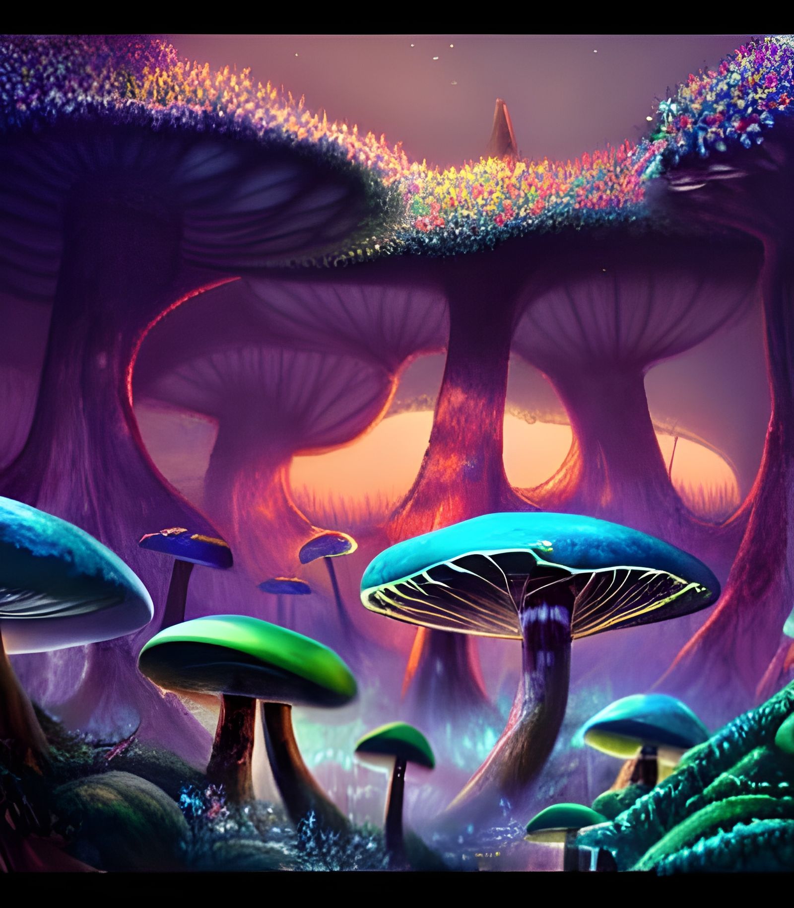 Mushroom City in Enchanted Forest: Naturepunk Fantasy