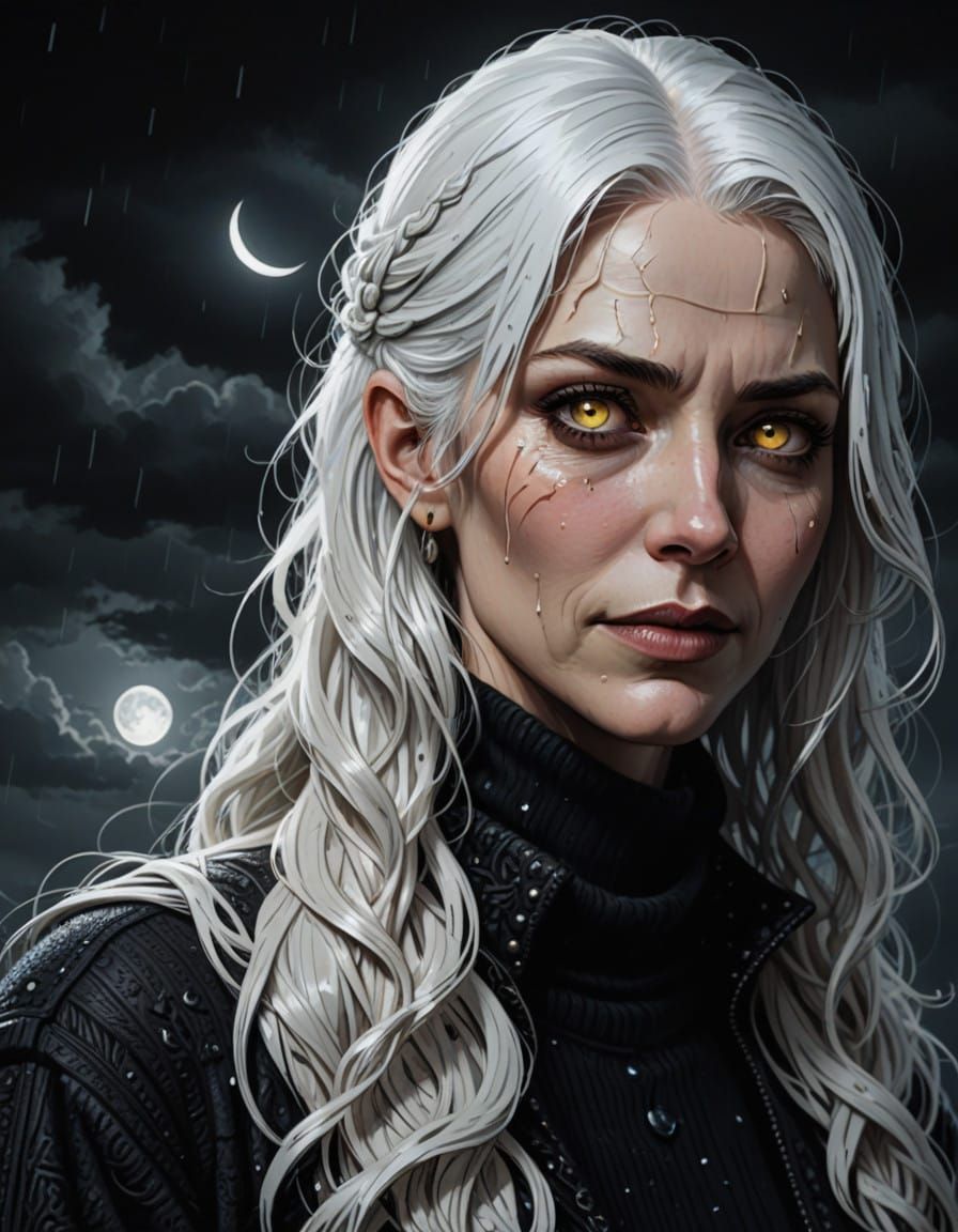 Mysterious Woman in Dark, Foreboding Atmosphere