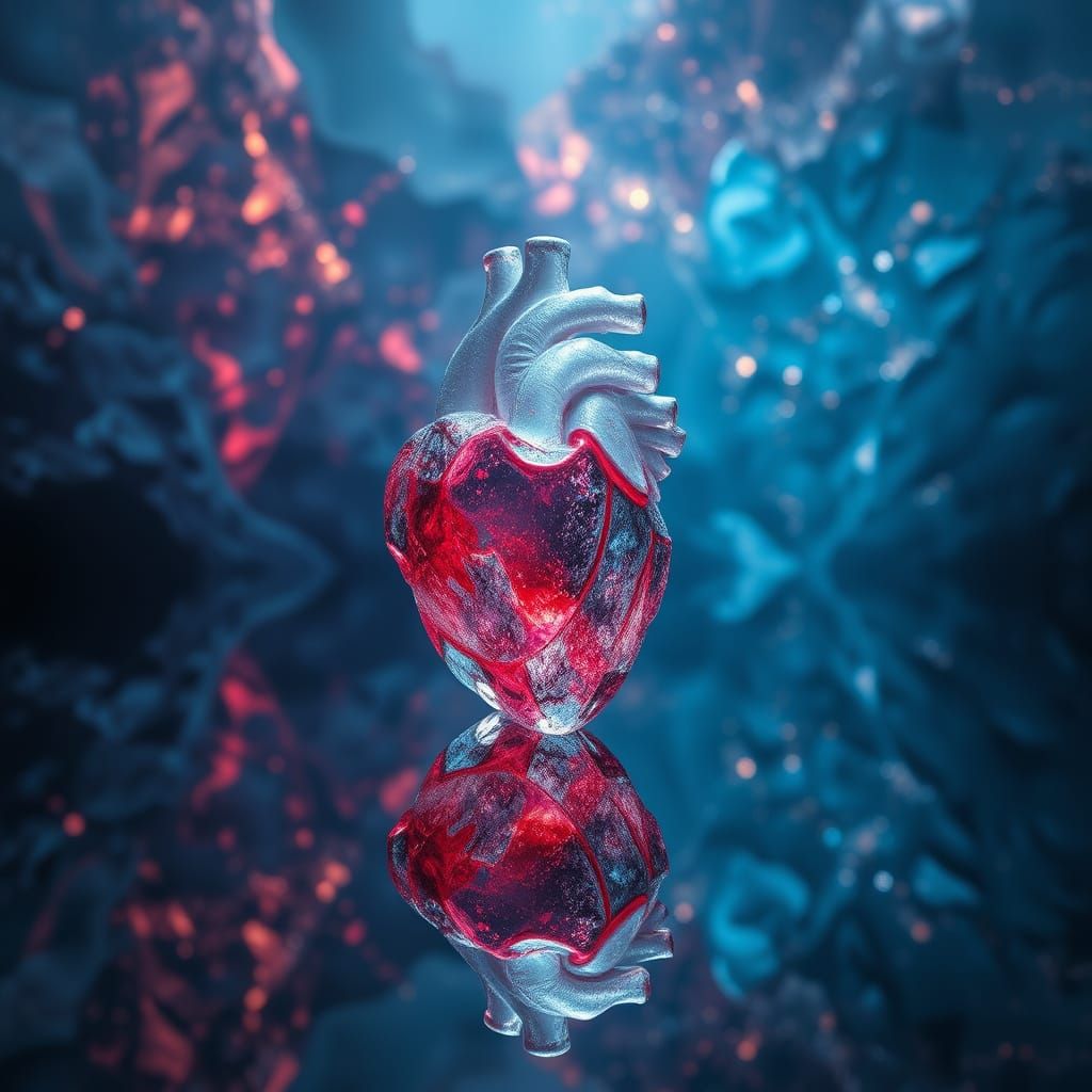 Crystal Heart Reflects Light
