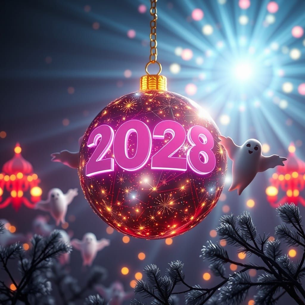 Ghostly New Year's Eve Ball in Dark Fantasy Realism